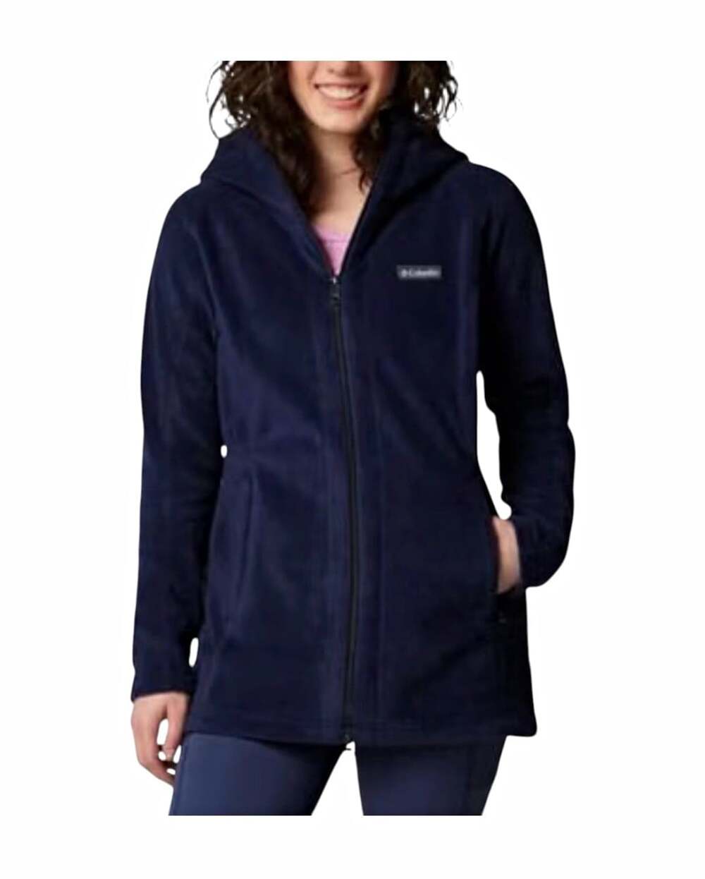Columbia Benton Springs 1X Plus Navy Fleece Full Zip Hooded Hoodie Pockets